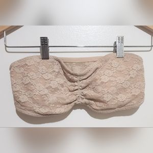 Love Pink sizeS Strapless Nude Lacey Bralett Ruched In The Middle For Definition